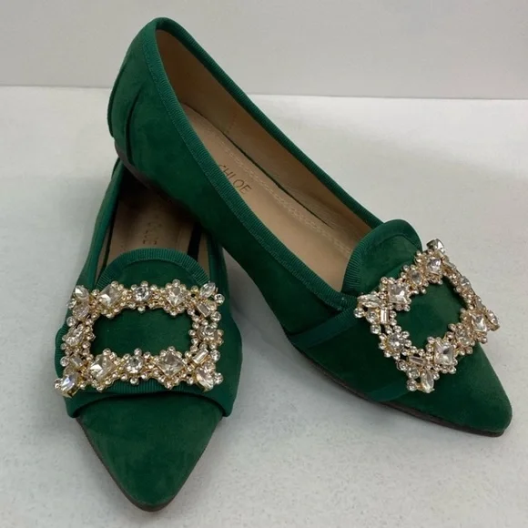 BEAUTIFUL SUEDE FLATS WITH BLING    NEW IN BOX - Picture 4 of 11